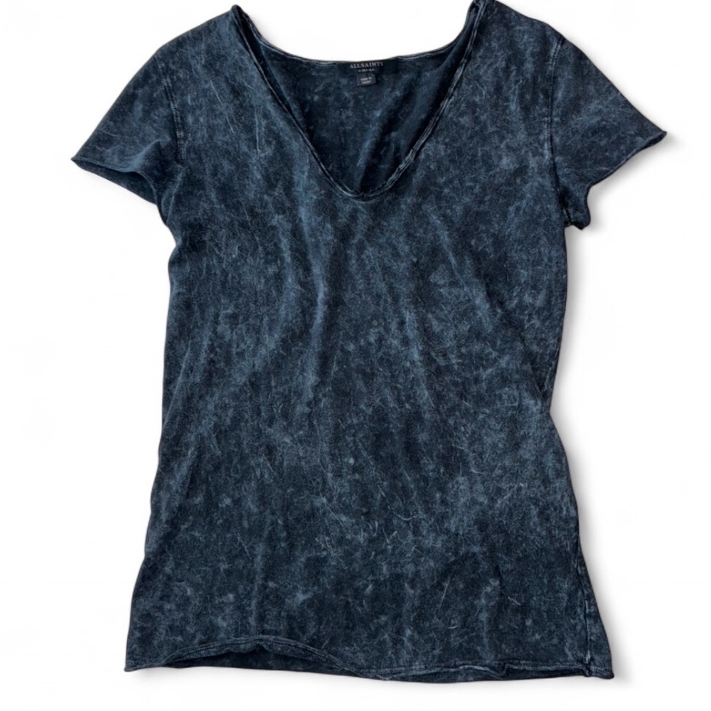 All Saints Charcoal V-Neck Short Sleeve Top